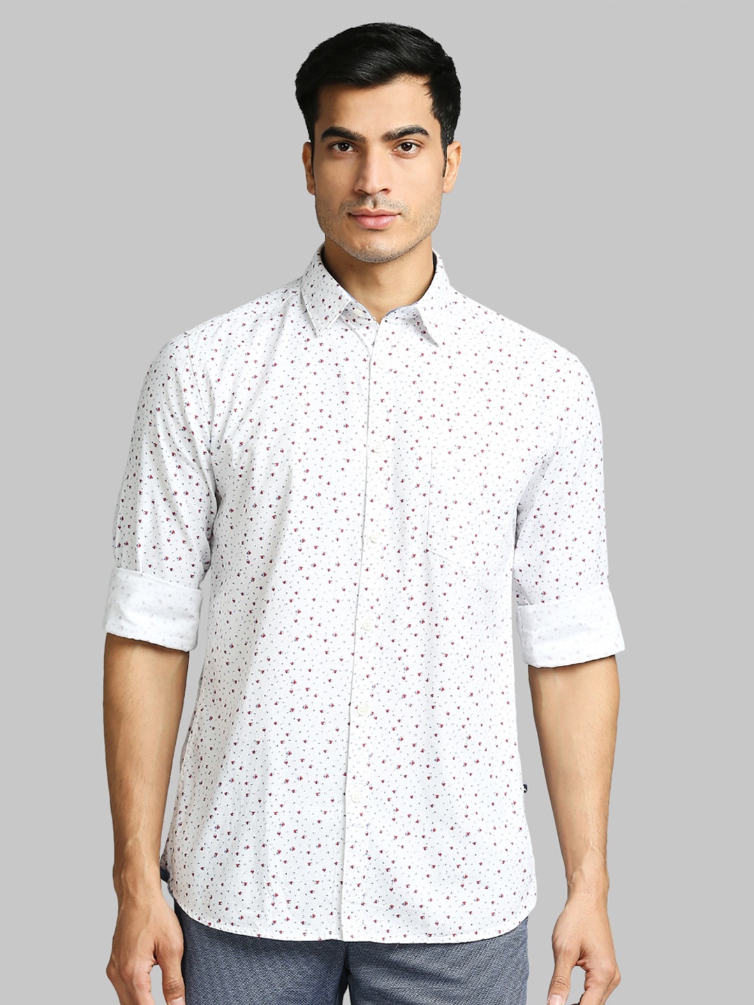 

Parx Men White Slim Fit Printed Cotton Casual Shirt