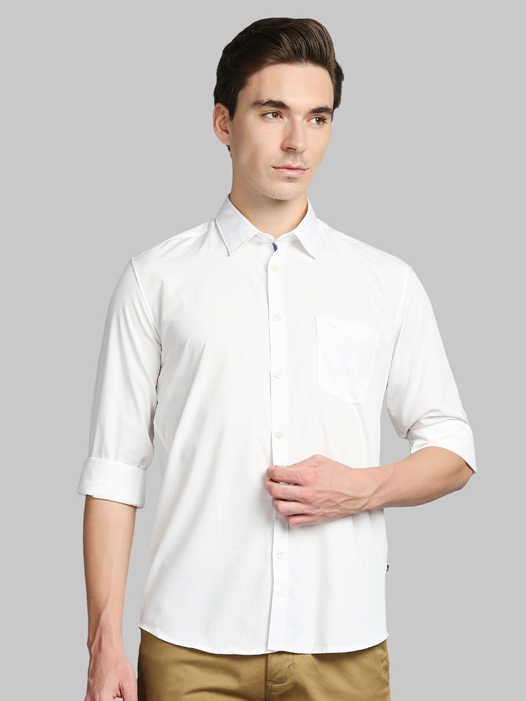 

Parx Men White Slim Fit Solid Casual Shirt