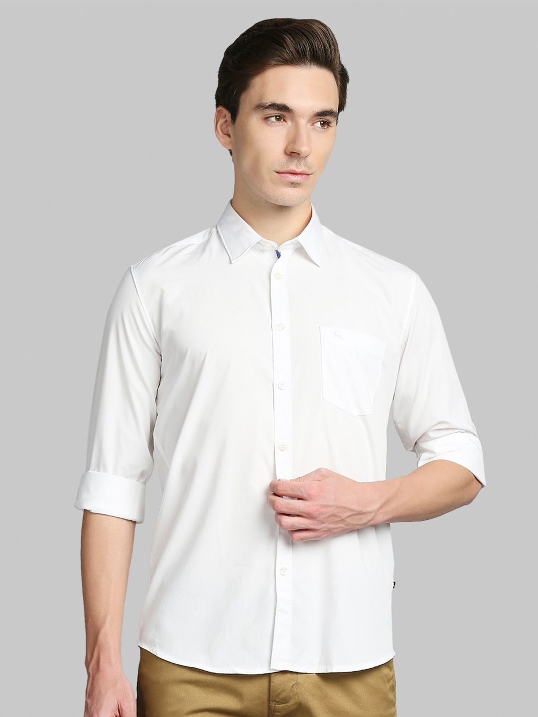 

Parx Men White Slim Fit Solid Casual Shirt