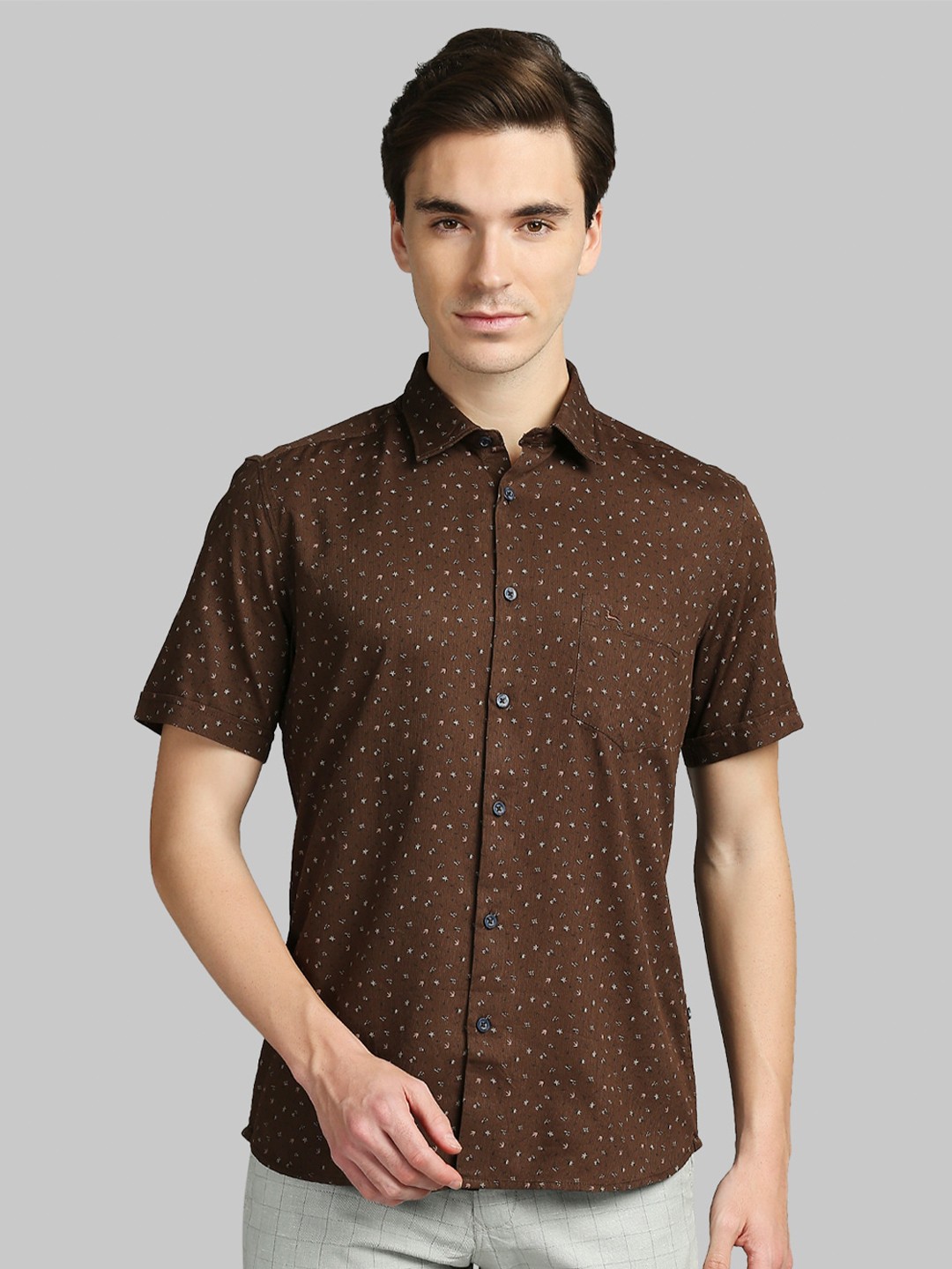 

Parx Men Brown Slim Fit Printed Casual Shirt