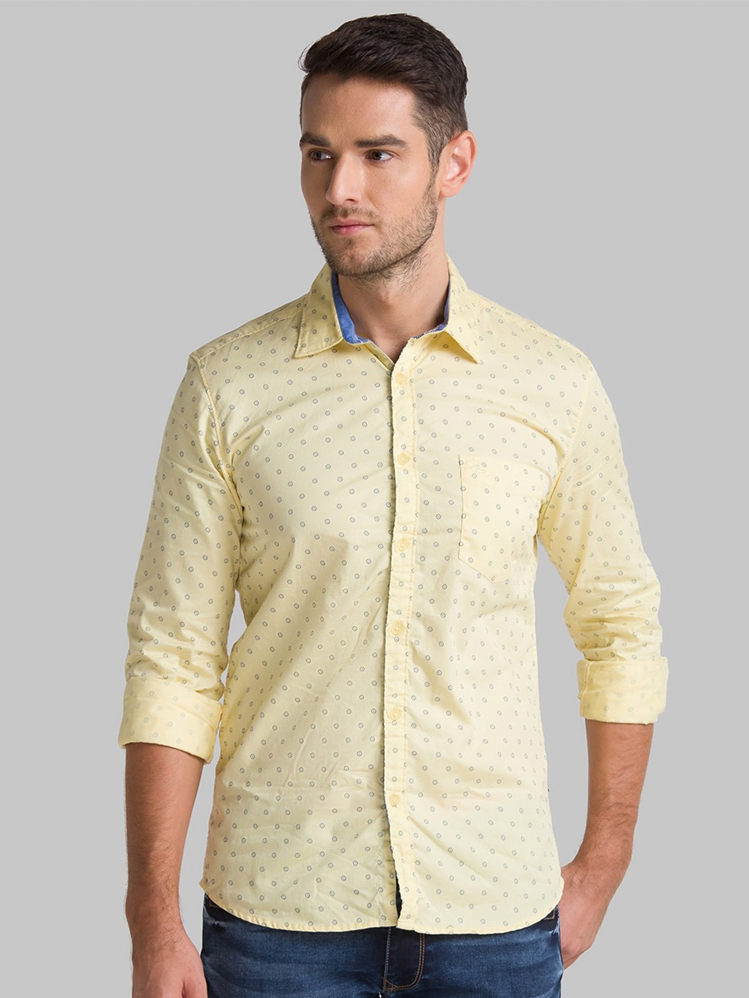 

Parx Men Yellow Slim Fit Printed Casual Shirt