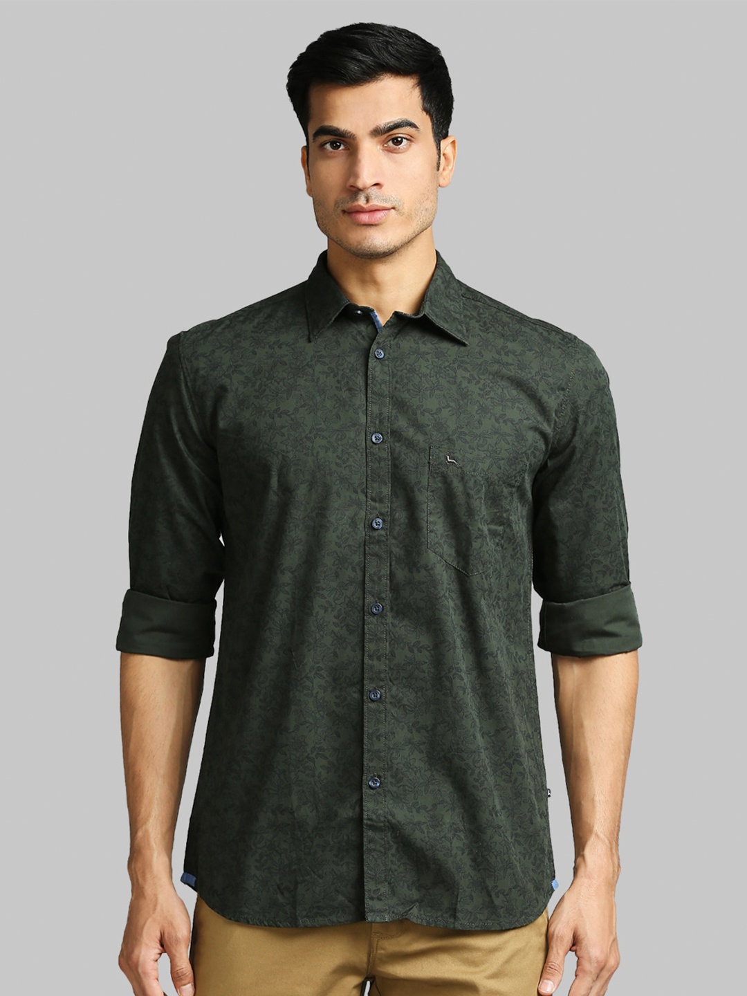 

Parx Men Green Slim Fit Floral Printed Casual Shirt