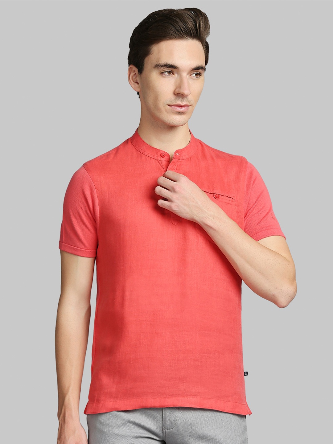 

Parx Men Red Henley Neck T-shirt