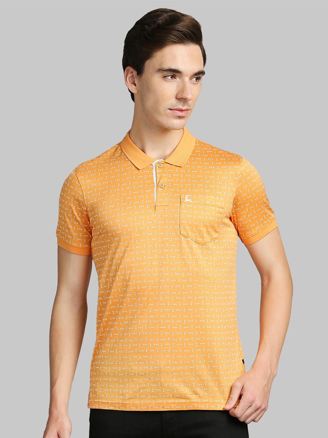 

Parx Men Orange Typography Printed Polo Collar Cotton T-shirt