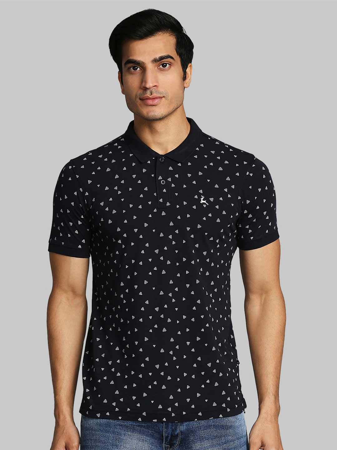 

Parx Men Blue & White Printed Polo Collar T-shirt