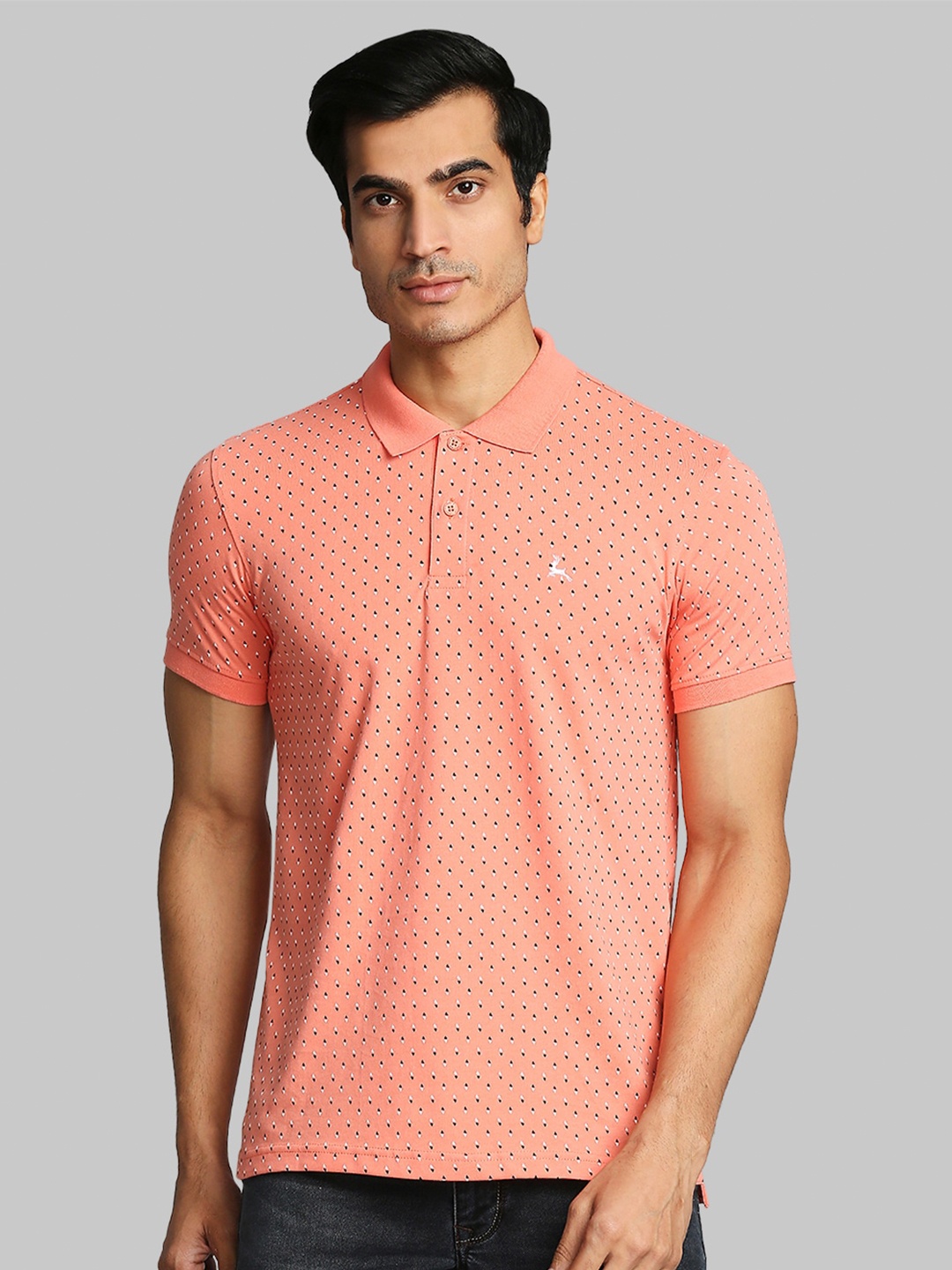 

Parx Men Orange Printed Polo Collar T-shirt