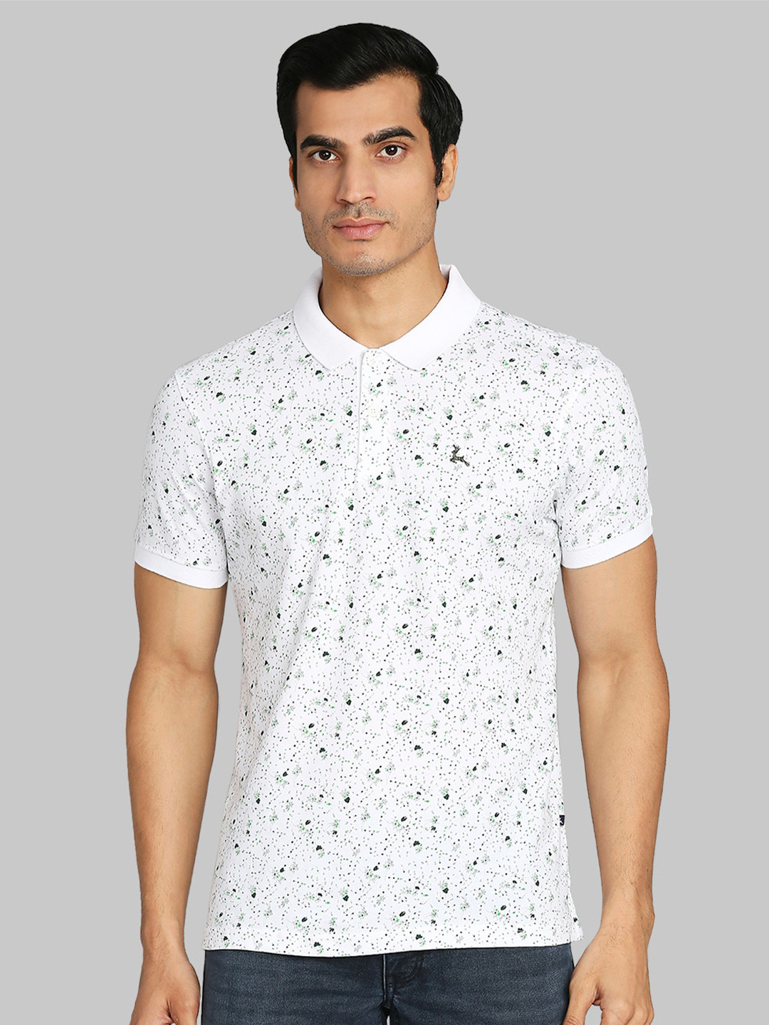 

Parx Men White Printed Polo Collar Monochrome T-shirt