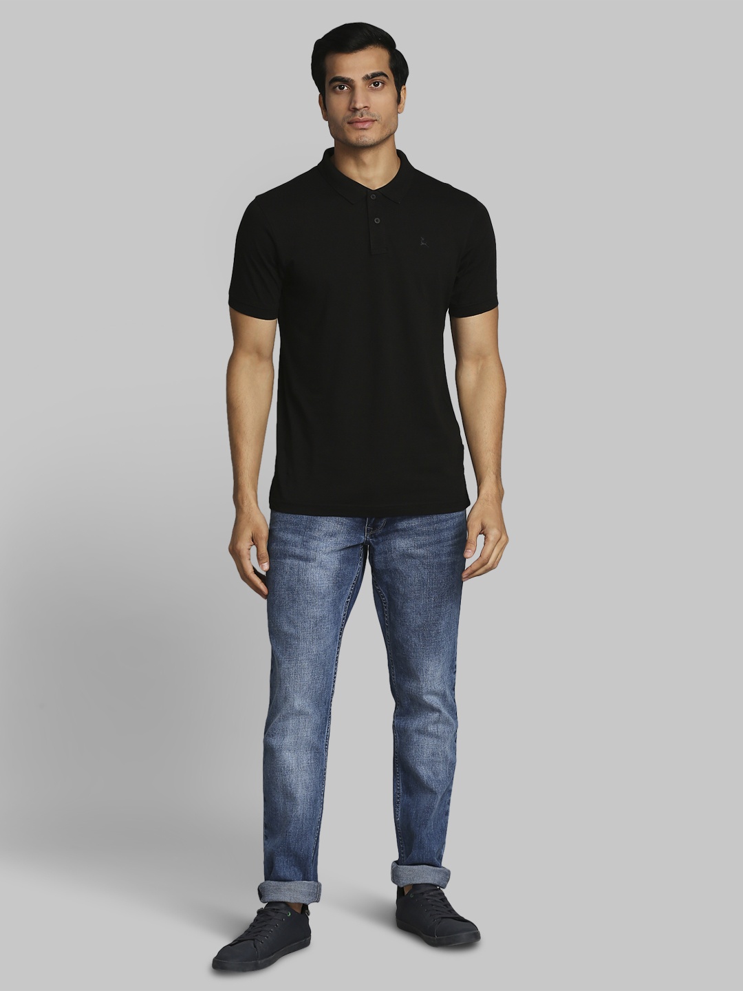 

Parx Men Black Polo Collar Solid T-shirt