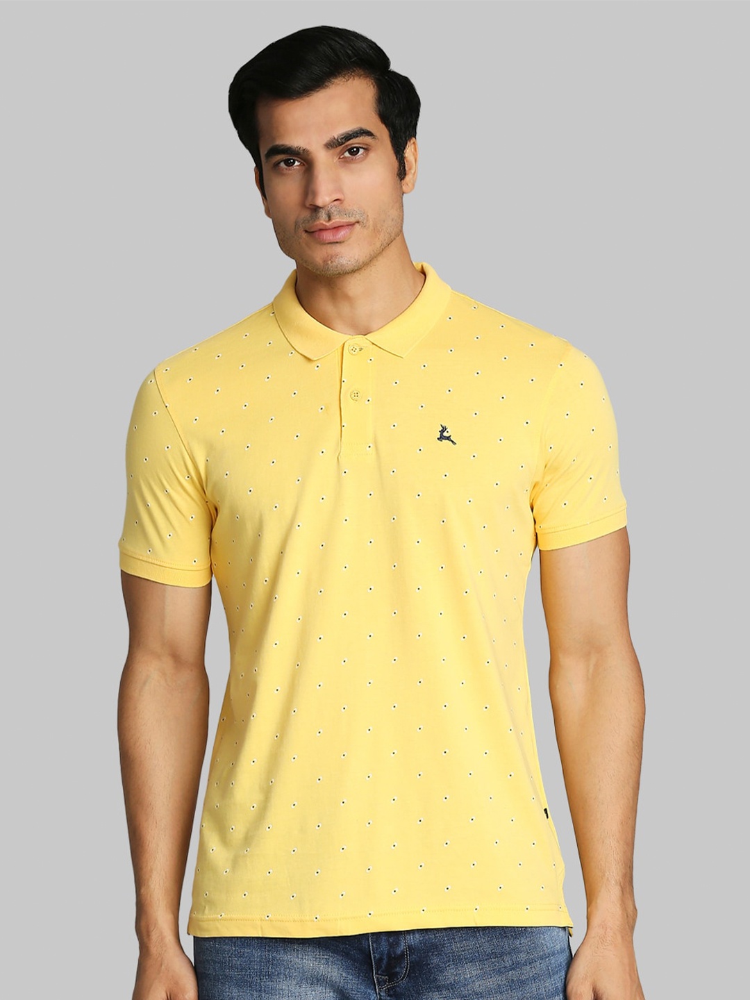 

Parx Men Yellow Printed Polo Collar T-shirt