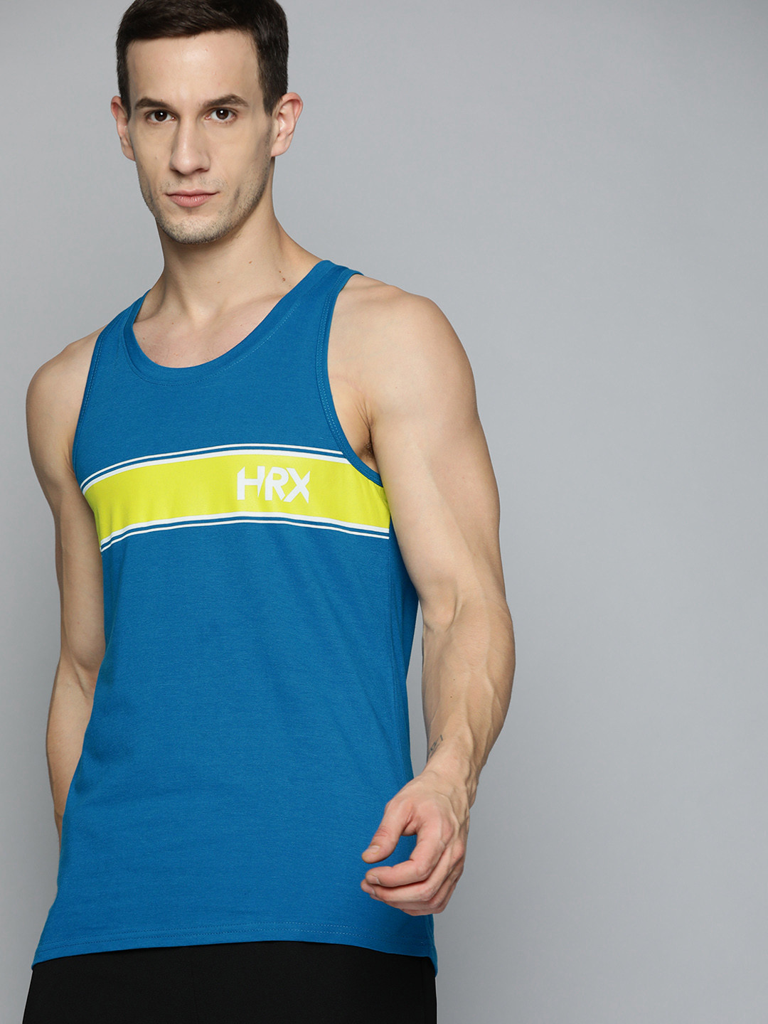 

HRX By Hrithik Roshan Training Men Blue Beast Bio-Wash Brand Carrier Tshirts