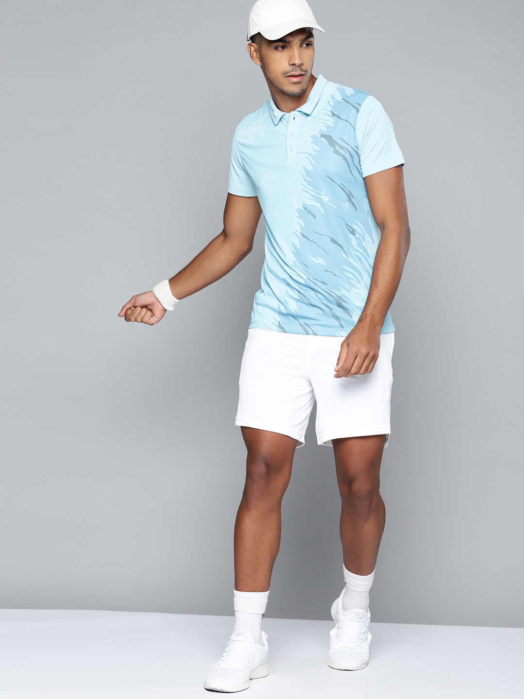 

HRX By Hrithik Roshan Racketsport Men Crystal Blue Rapid-Dry Colourblock Tshirts