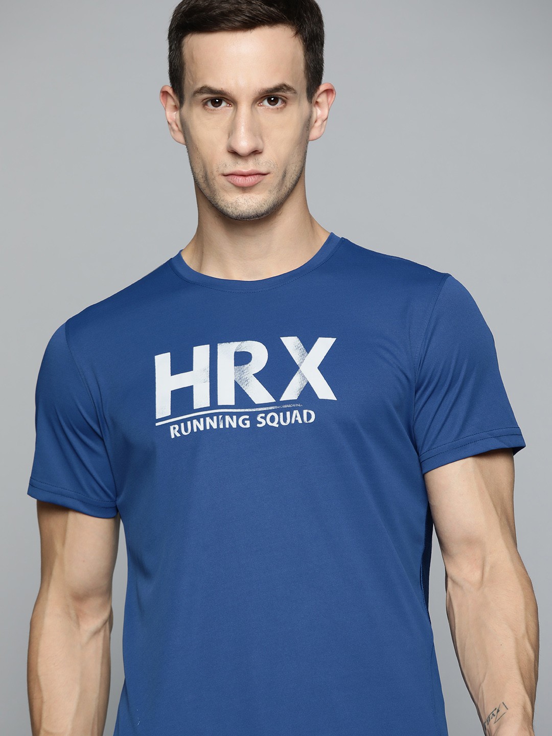 

HRX By Hrithik Roshan Running Men ESTATE BLUE Rapid-Dry Brand Carrier Tshirts