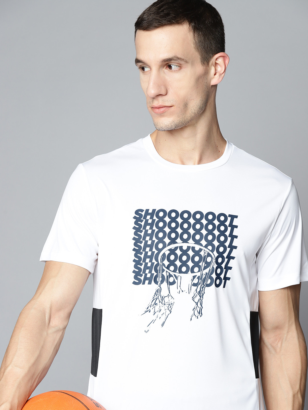 

HRX By Hrithik Roshan Basketball Men Optic White Rapid-Dry Typography Tshirt