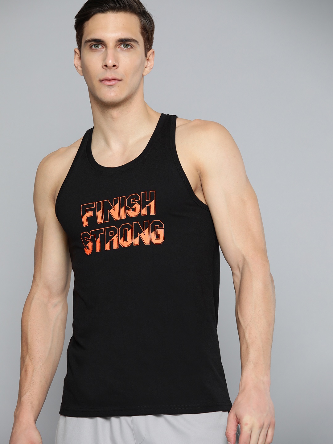 

HRX By Hrithik Roshan Training Men Jet Black Bio-Wash Typography Tshirts