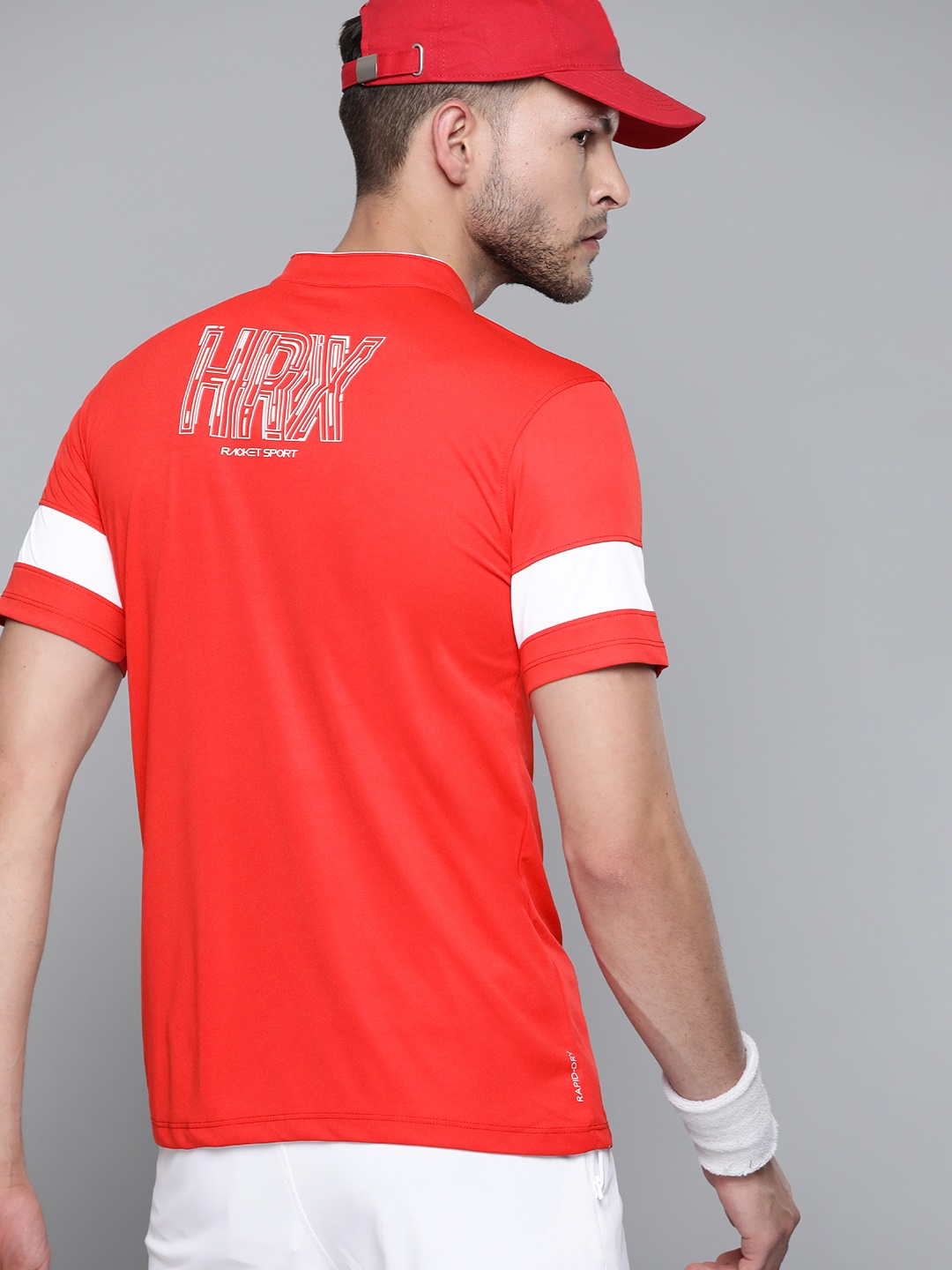 

HRX By Hrithik Roshan Racketsport Men Racing Red Rapid-Dry Brand Carrier Tshirts