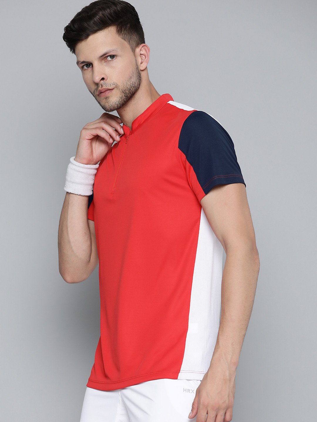 

HRX By Hrithik Roshan Racketsport Men Racing Red Rapid-Dry Colourblock Tshirts