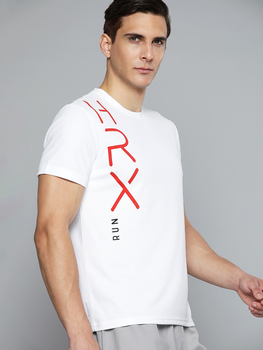 

HRX By Hrithik Roshan Running Men OPTIC WHITE Rapid-Dry Brand Carrier Tshirts