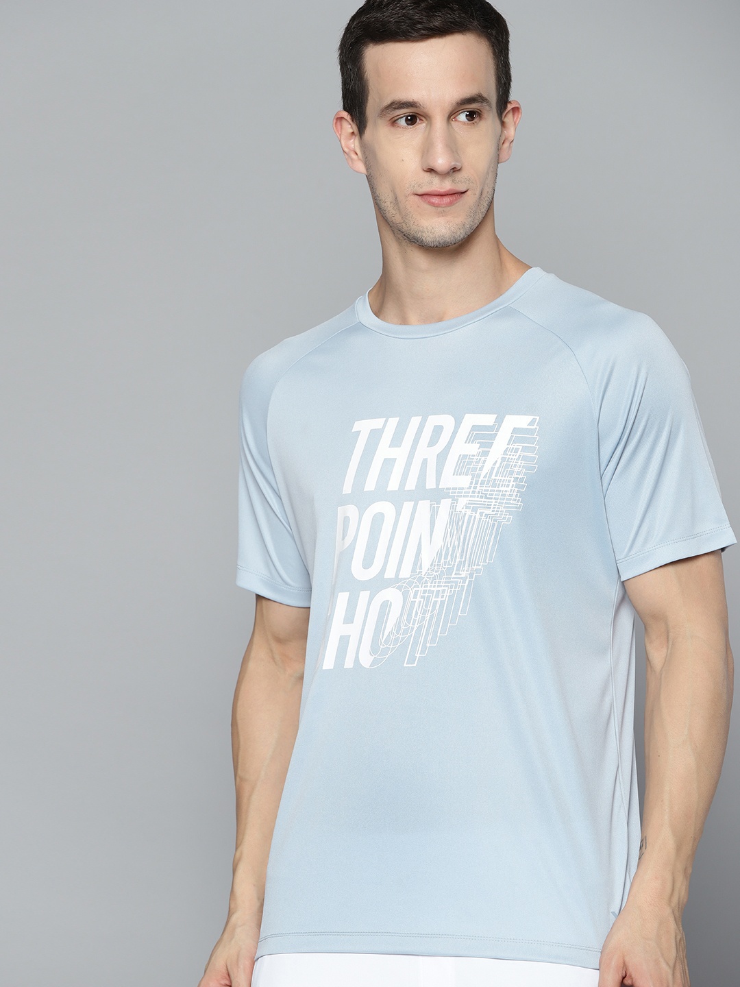 

HRX By Hrithik Roshan Basketball Men Blue Fog Rapid-Dry Typography Tshirts