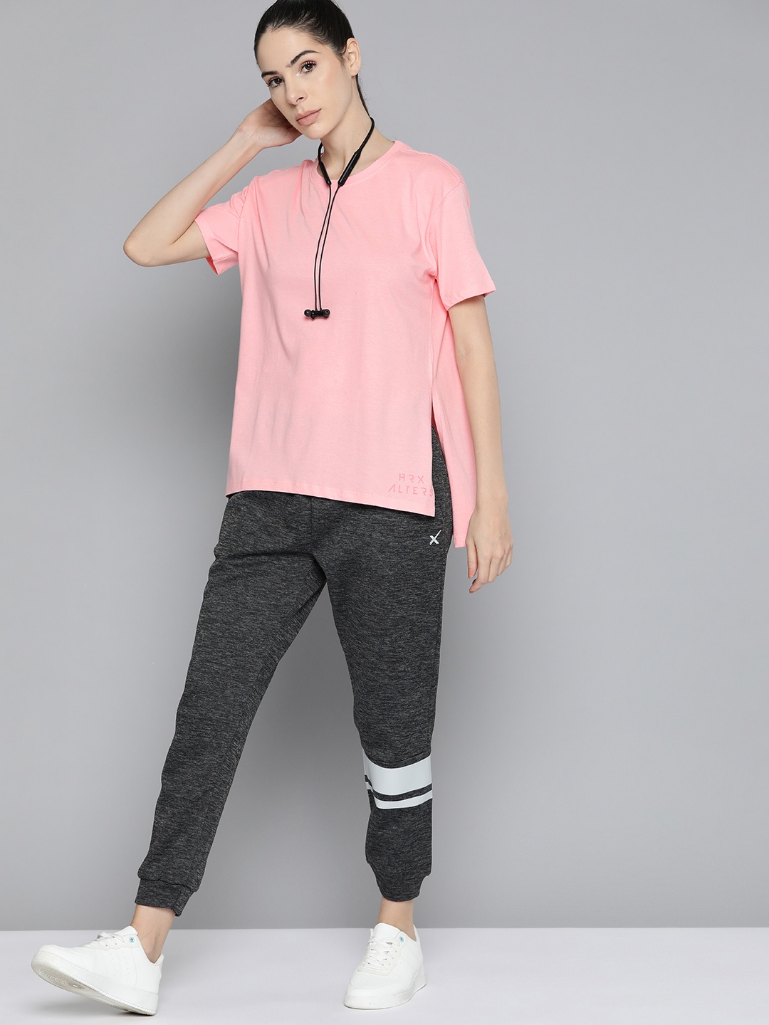 

HRX By Hrithik Roshan Lifestyle Women Quartz Pink Bio-Wash Solid T-shirt
