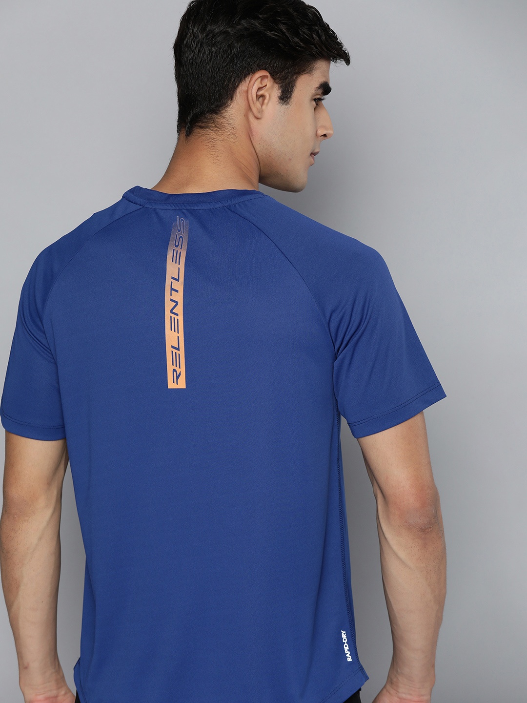 

HRX By Hrithik Roshan Training Men Estate Blue Rapid-Dry Typography T-shirt