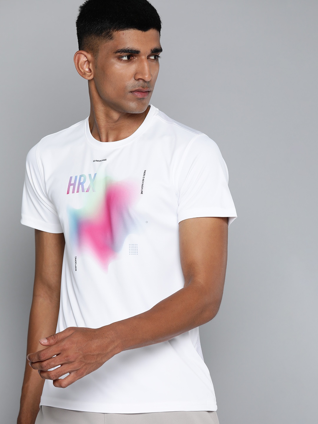 

HRX By Hrithik Roshan Running Men Rapid-Dry Brand Carrier T-shirts, White