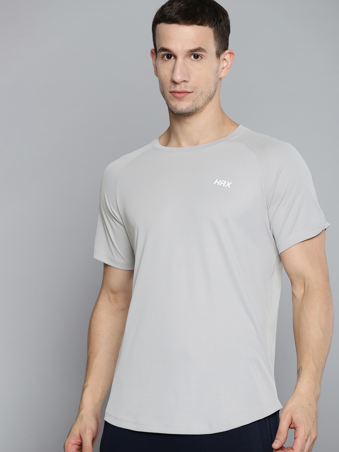 

HRX By Hrithik Roshan Training Men Digital Mist Rapid-Dry Typography Tshirts, Grey