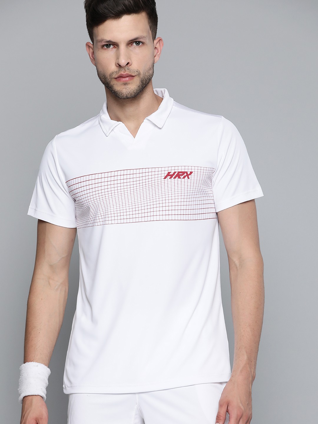 

HRX By Hrithik Roshan Racketsport Men Optic White Rapid-Dry Brand Carrier Tshirts