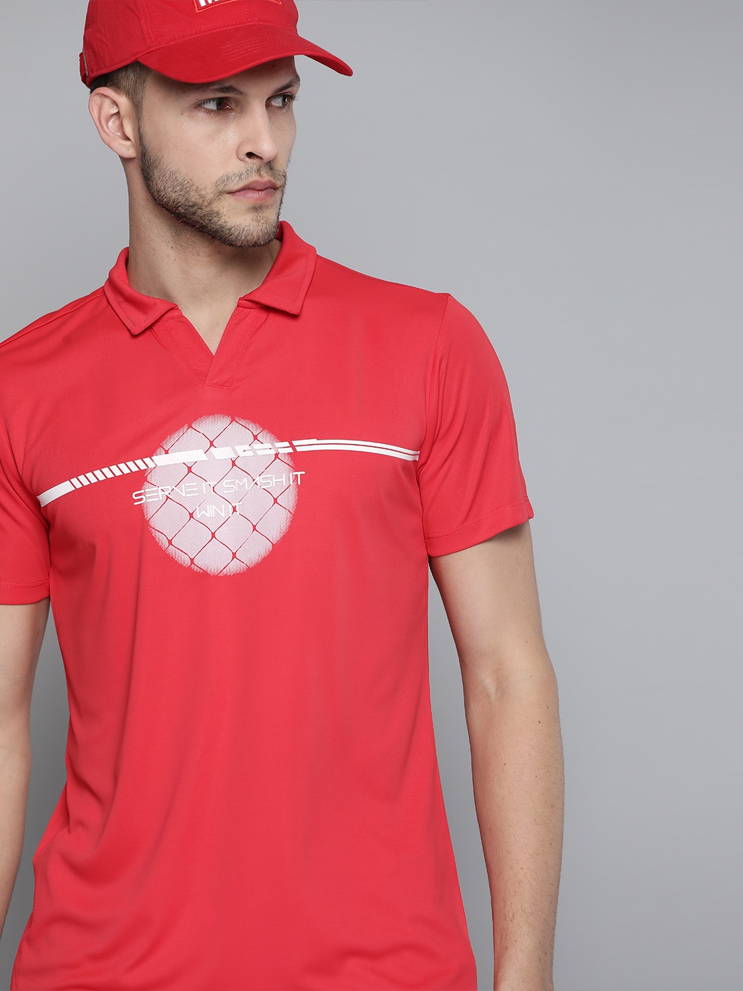 

HRX By Hrithik Roshan Racketsport Men Racing Red Rapid-Dry Typography Tshirts