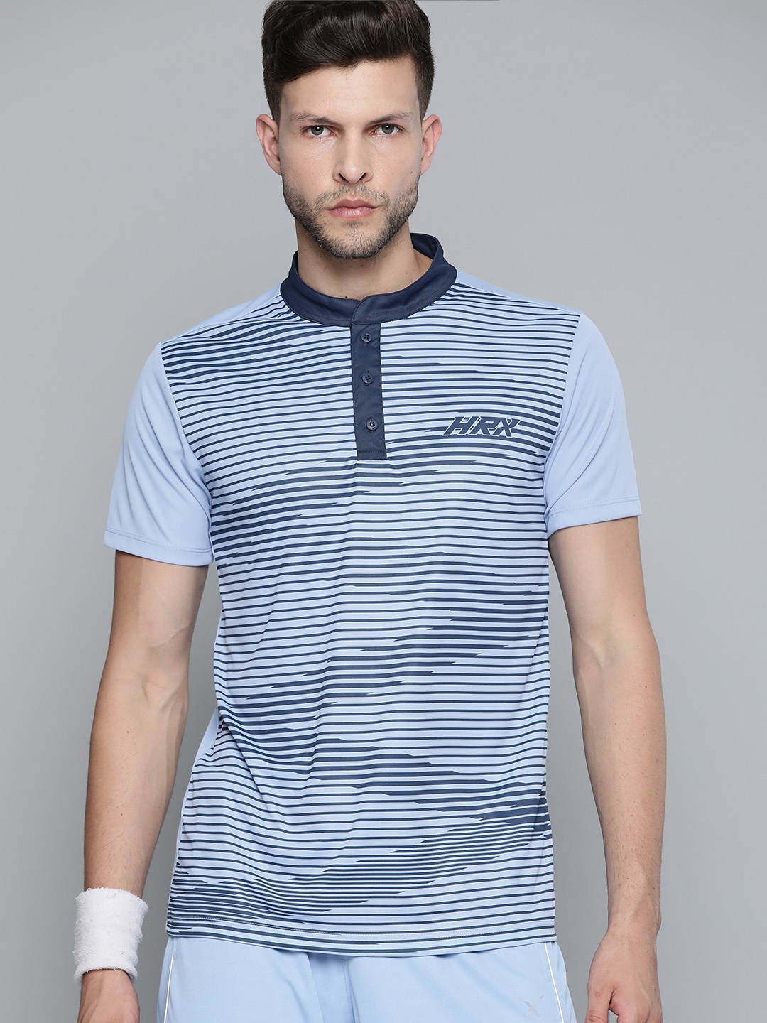 

HRX By Hrithik Roshan Racketsport Men Blue Fod Rapid-Dry Abstract Tshirts