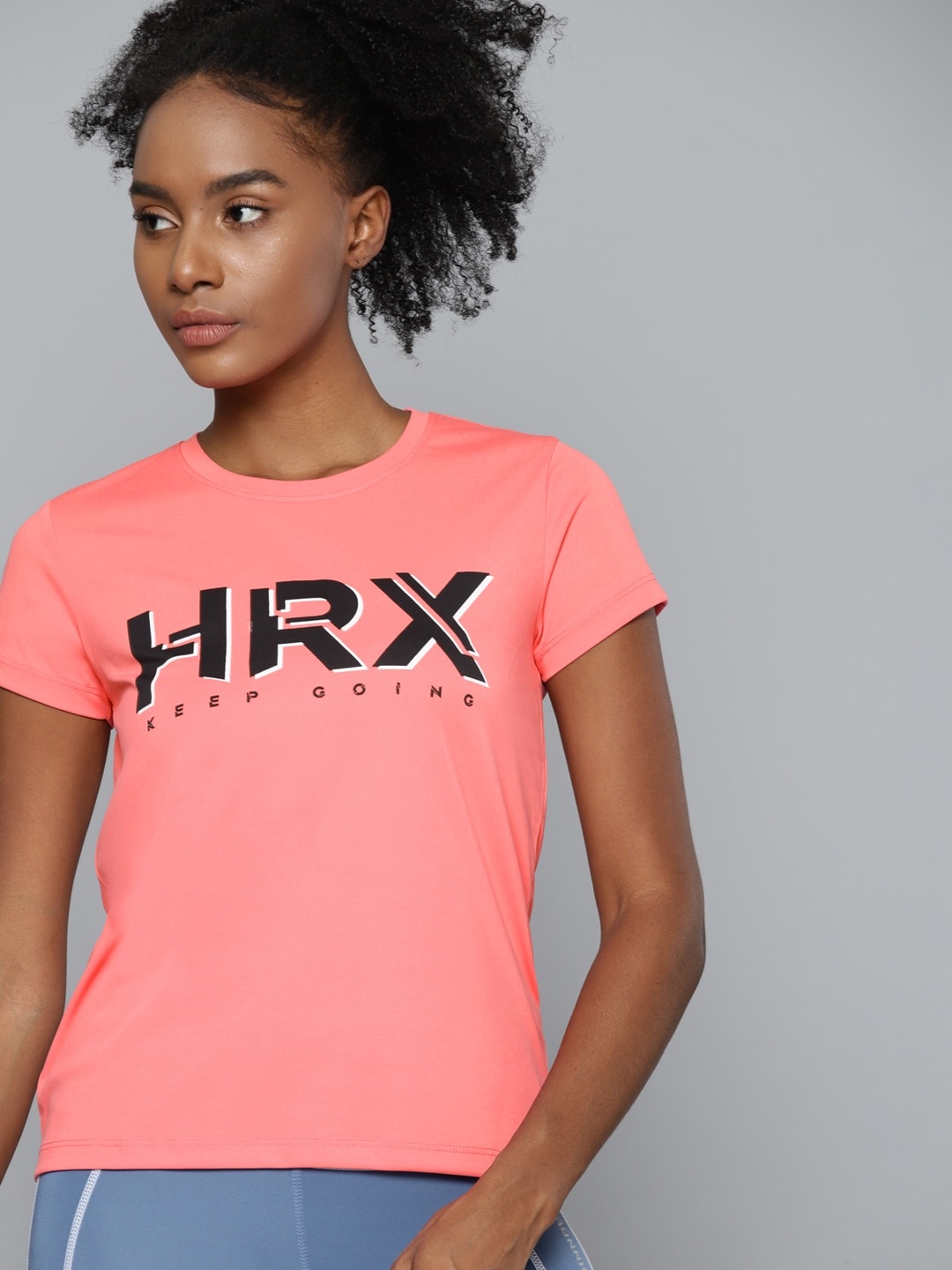 

HRX By Hrithik Roshan Training Women Desert Rose Rapid-Dry Brand Carrier Tshirt, Pink