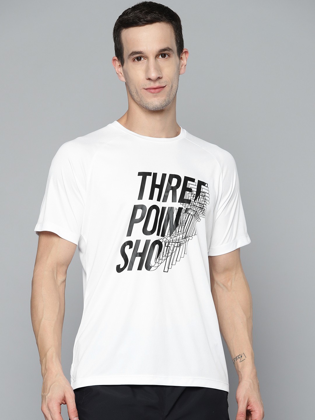 

HRX By Hrithik Roshan Basketball Men Optic White Rapid-Dry Typography Tshirts