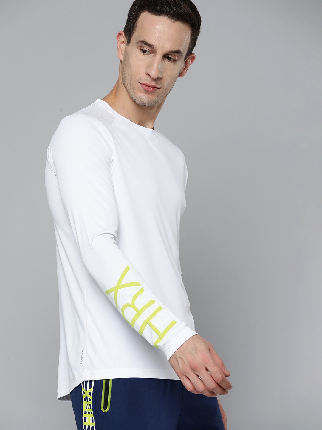 

HRX By Hrithik Roshan Running Men Optic White Rapid-Dry Brand Carrier T-shirts