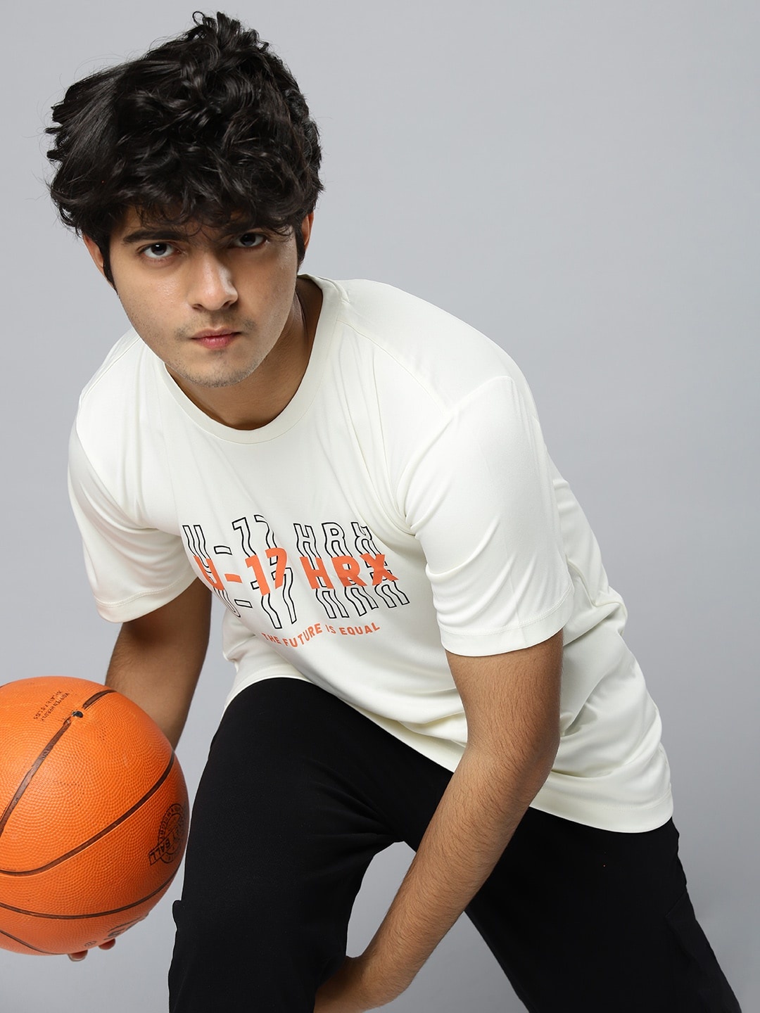 HRX by Hrithik Roshan Boys Off White & Black Typography Print T-shirt