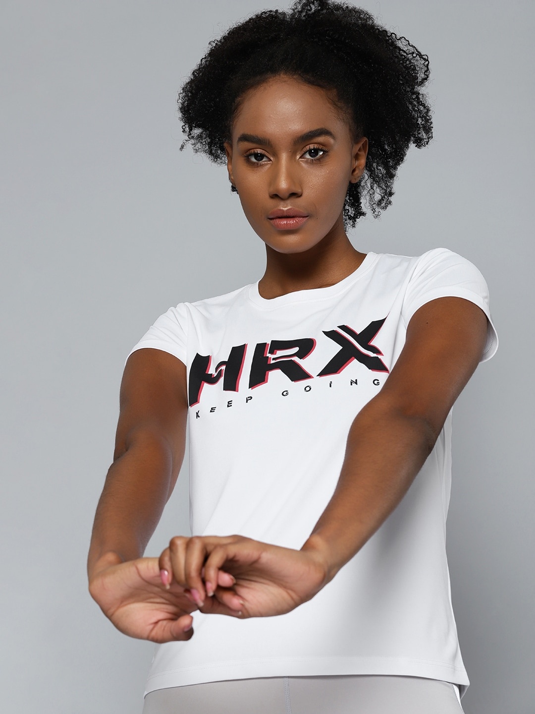 

HRX By Hrithik Roshan Training Women Optic White Rapid-Dry Brand Carrier Tshirts