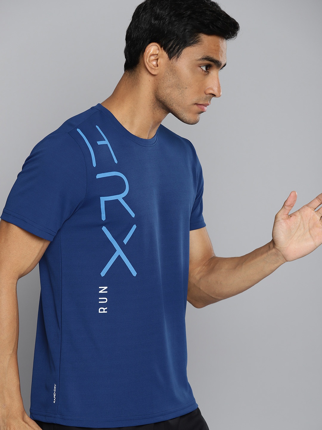 

HRX by Hrithik Roshan Men Blue Brand Logo Printed T-shirt