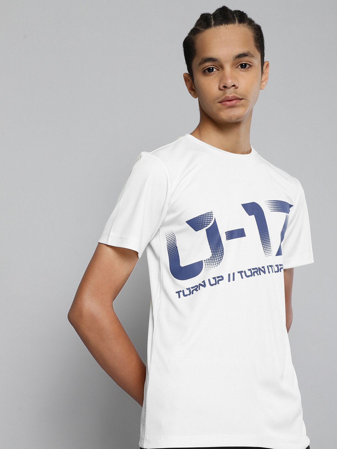 

HRX By Hrithik Roshan U-17 Boys Optic White Rapid-Dry Brand Carrier Tshirts