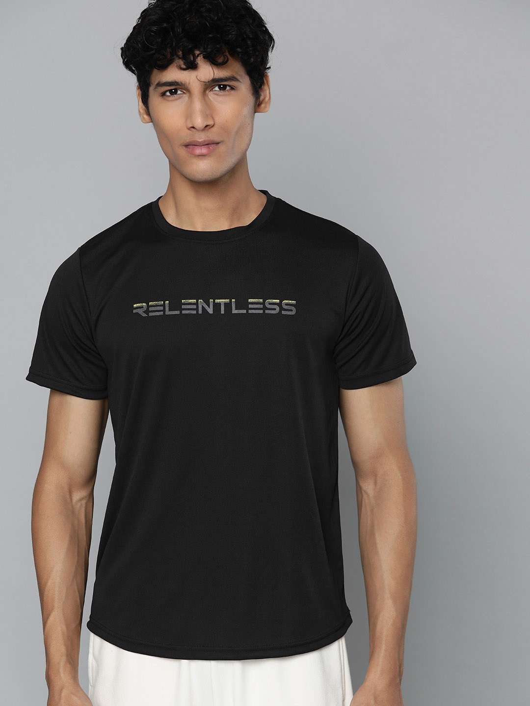 

HRX By Hrithik Roshan Training Men Jet Black Rapid-Dry Typography Tshirts
