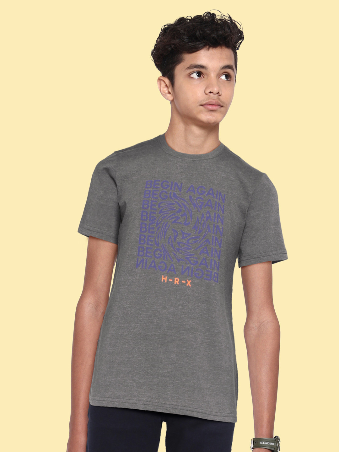 

HRX By Hrithik Roshan Lifestyle Boys Grey Mel Bio-Wash Typography Tshirts, Charcoal