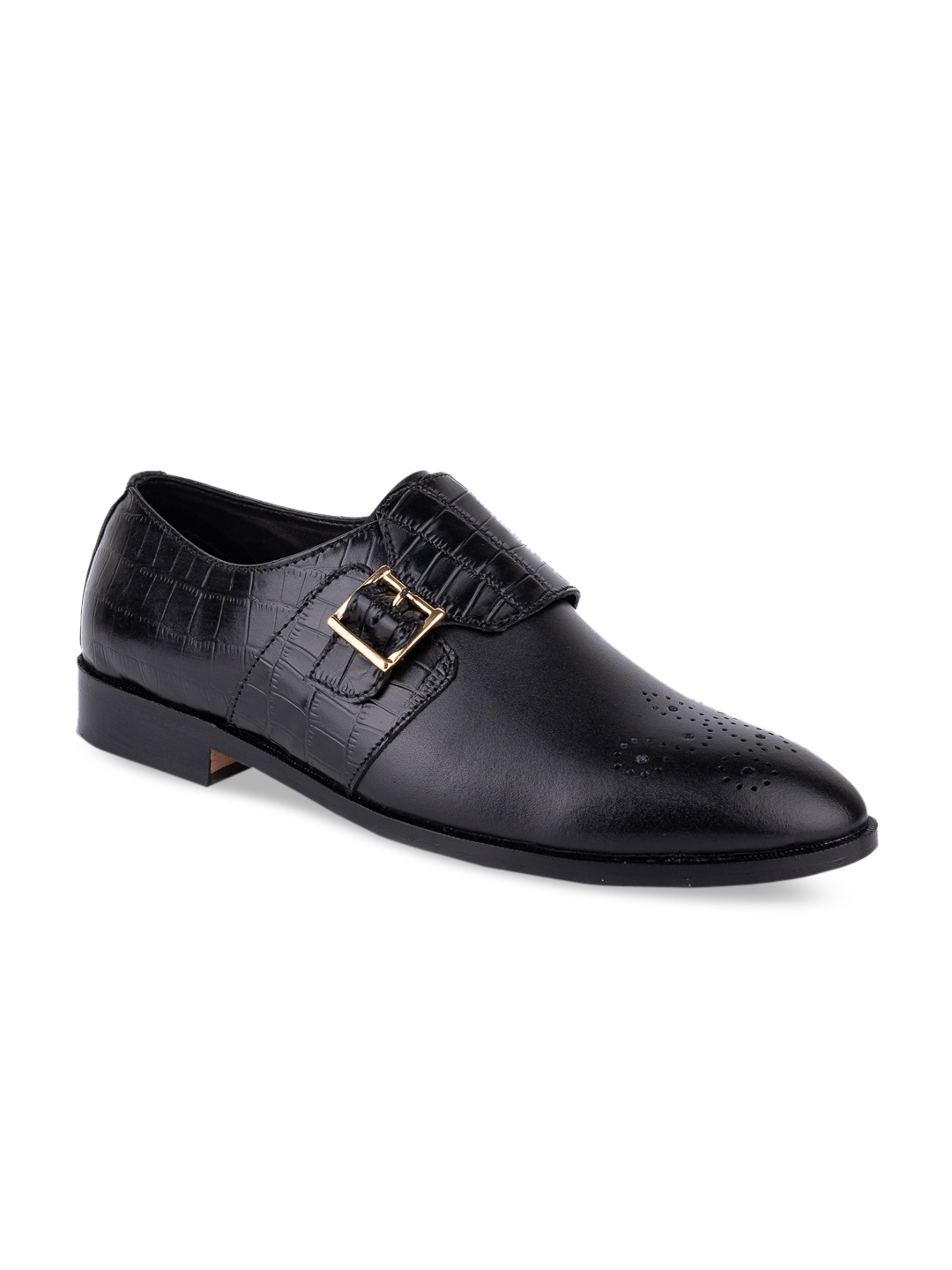 

LA BOTTE Men Black Perforations Leather Monks