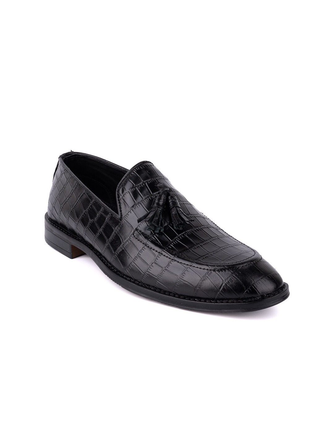 

LA BOTTE Men Black Textured Leather Formal Loafers