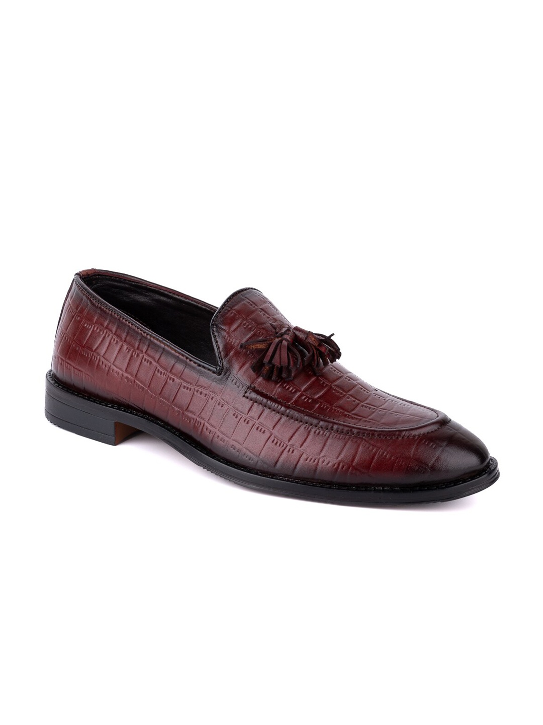 

LA BOTTE Men Burgundy Textured Leather Formal Loafers