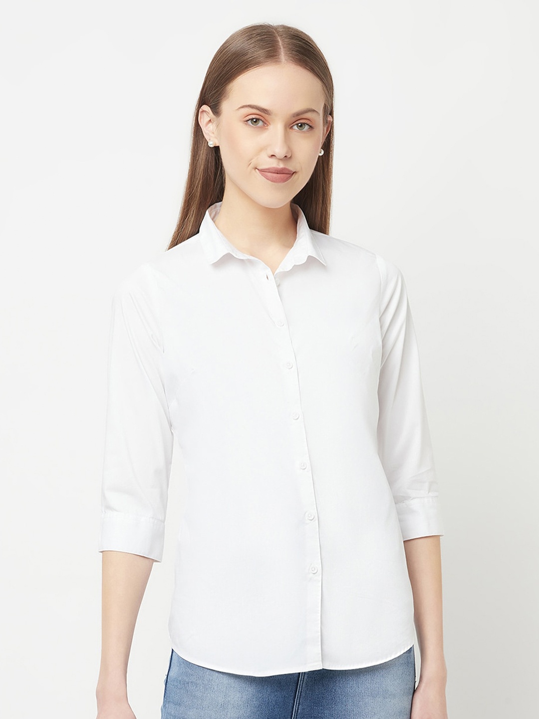 

Crimsoune Club Women White Slim Fit Casual Shirt
