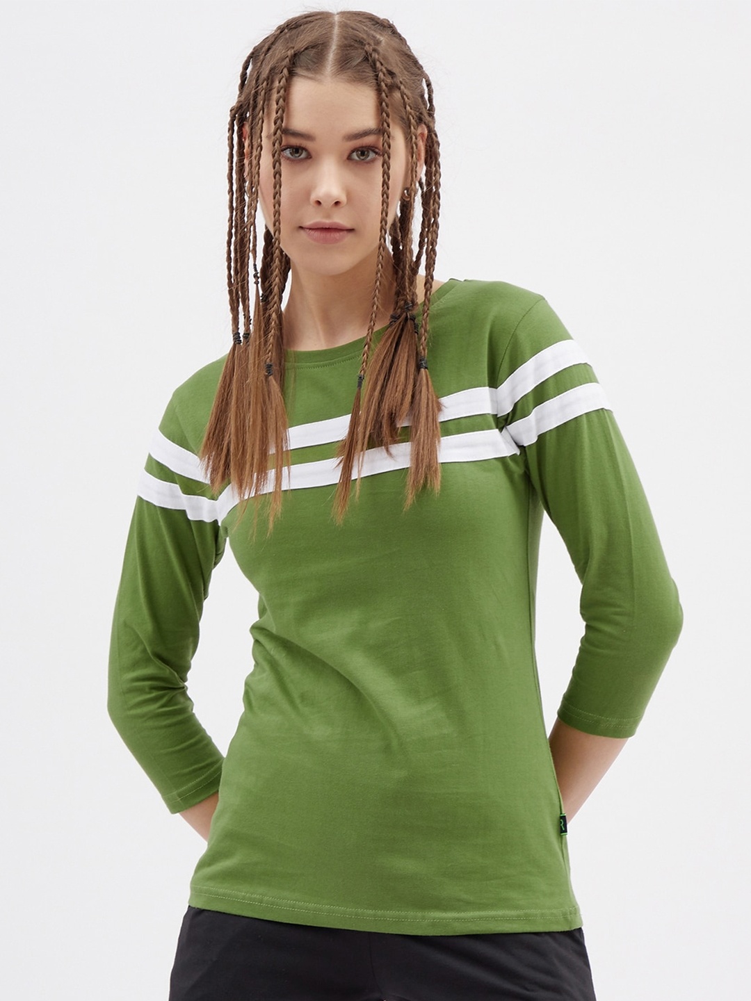 

Rodzen Women Green Polo Collar Pure Cotton T-shirt