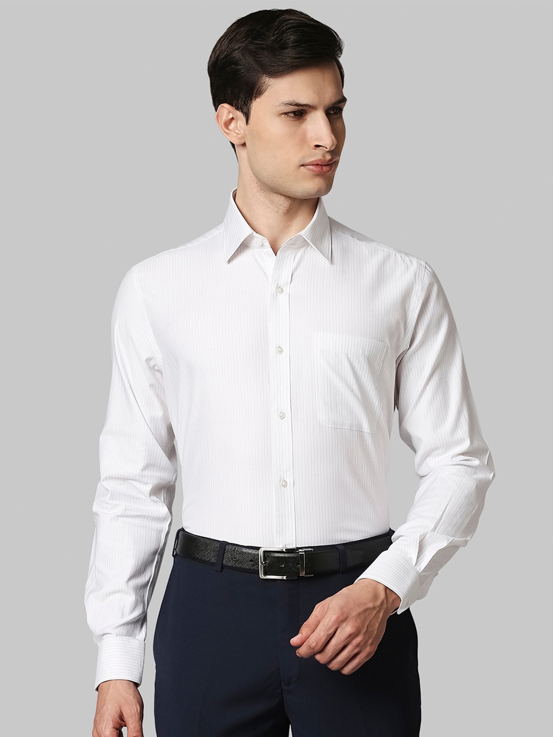 

Raymond Men White Striped Cotton Formal Shirt