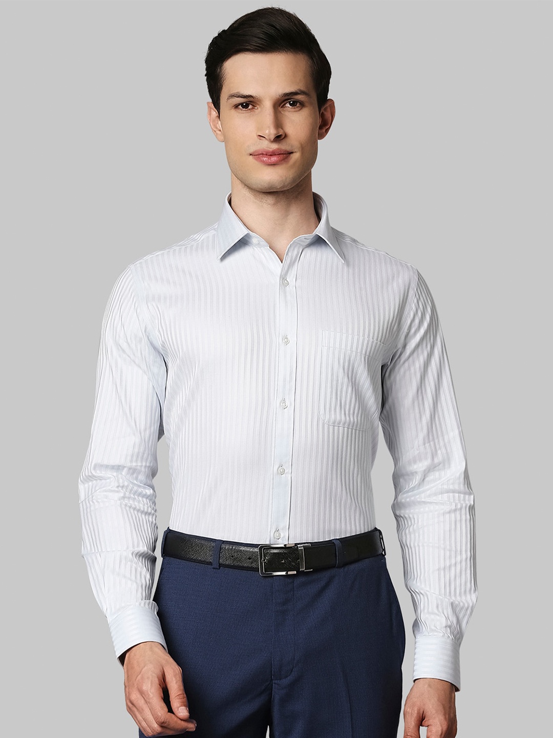 

Raymond Men White Striped Cotton Formal Shirt