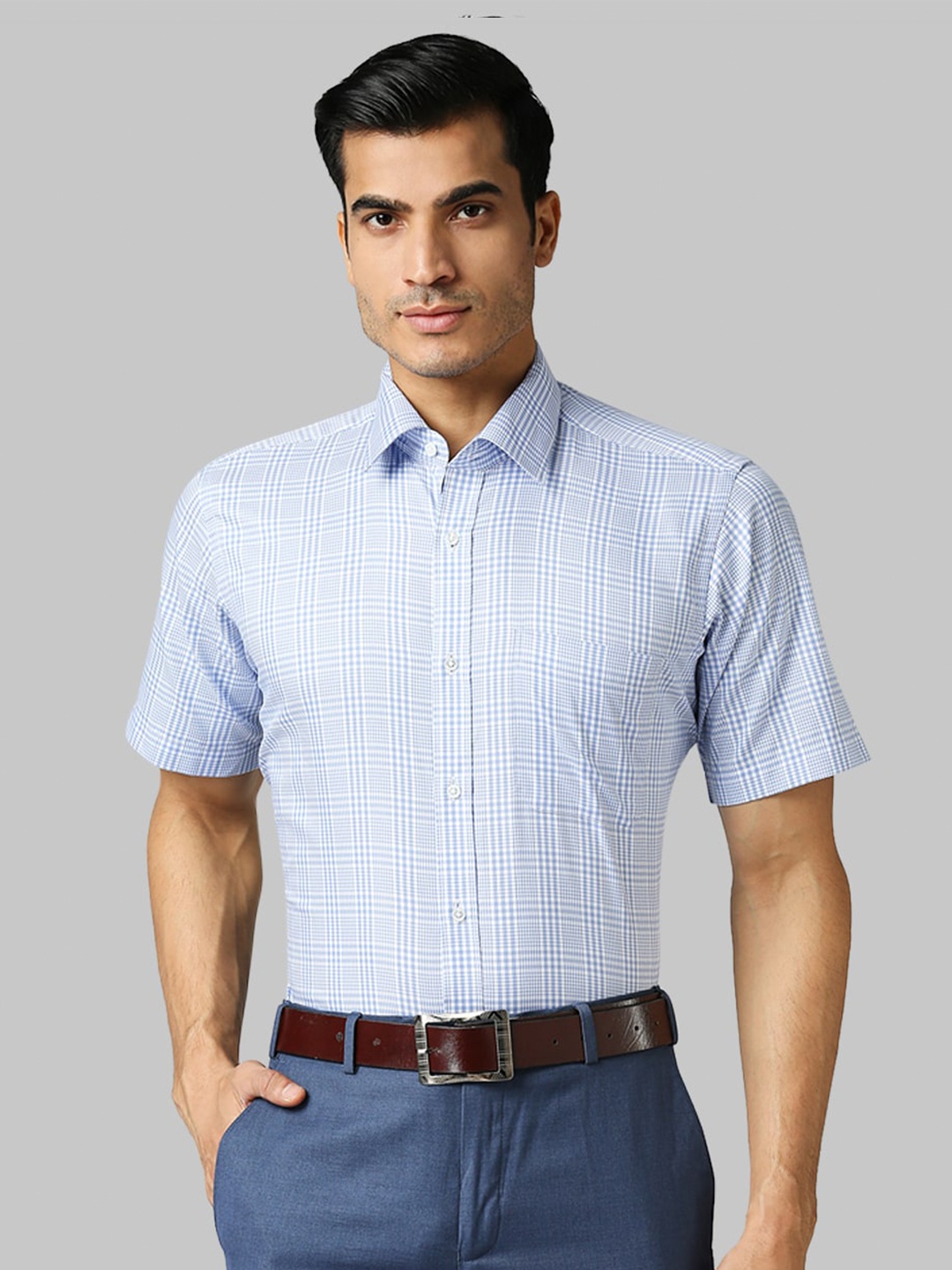 

Raymond Men Blue Checked Formal Shirt