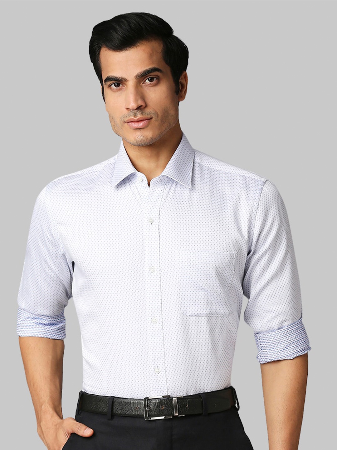 

Raymond Men White Printed Cotton Formal Shirt