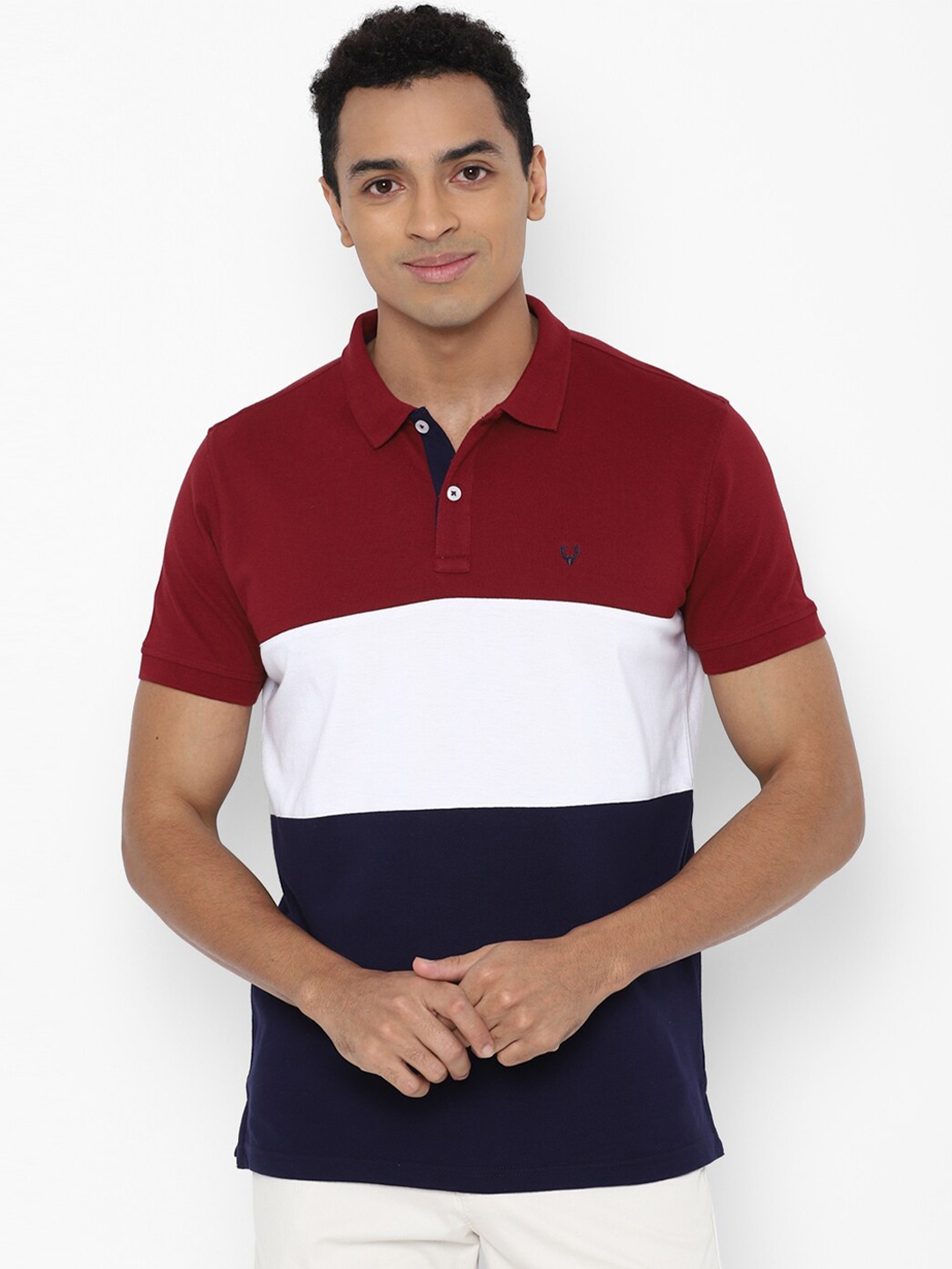 

Allen Solly Men Multi Color Colourblocked Polo Collar Cotton T-shirt