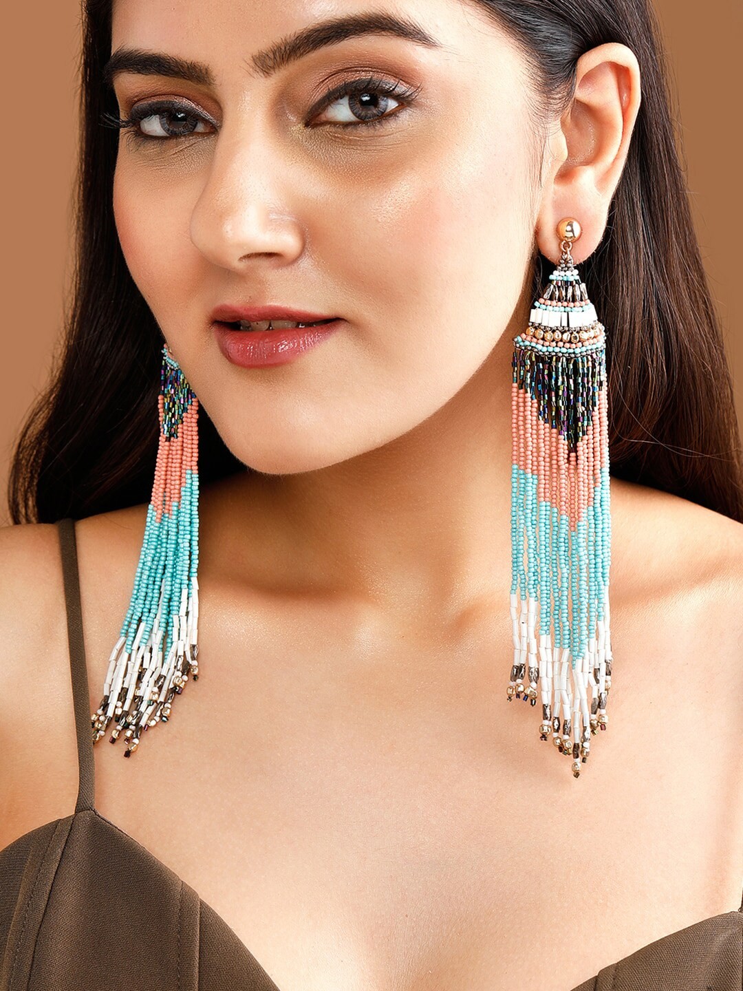 

Rubans Voguish Multicoloured Beaded Drop Earrings, Multi