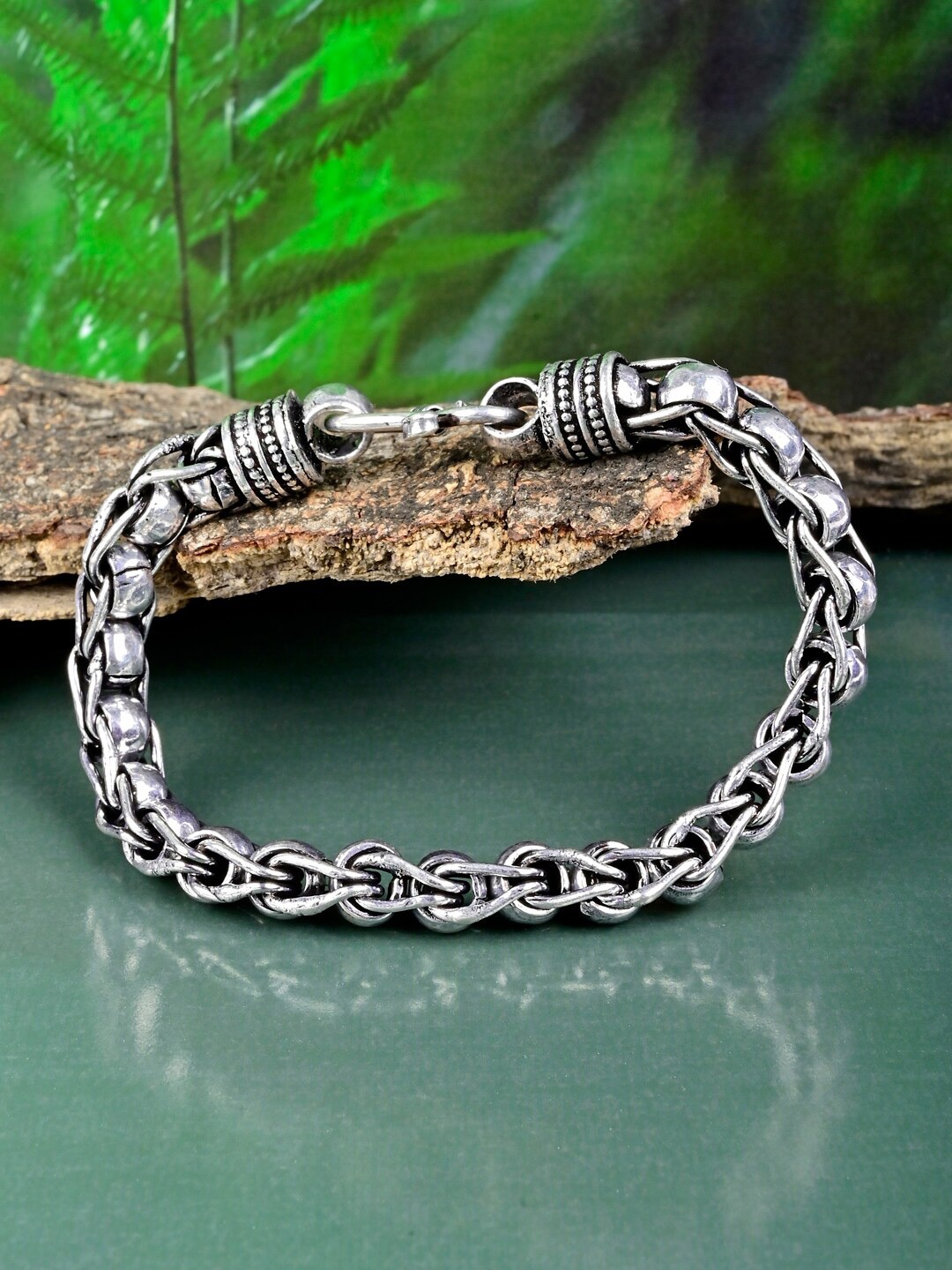 

Tistabene Men Silver-Toned Silver-Plated Link Bracelet
